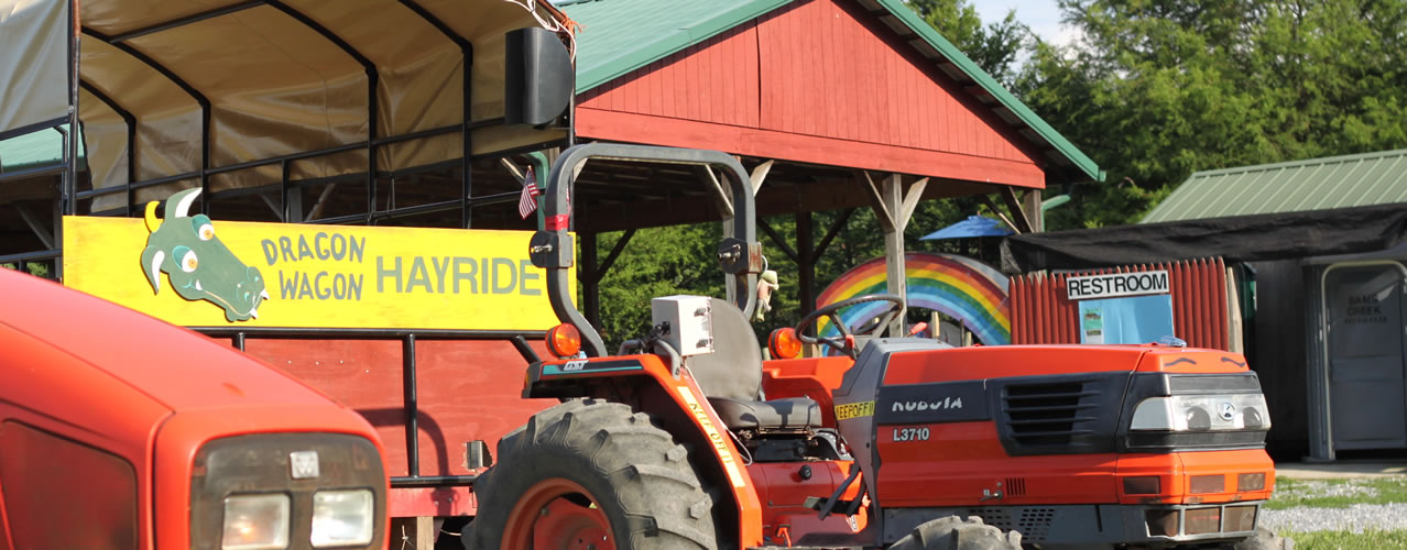 Hay rides through the farm