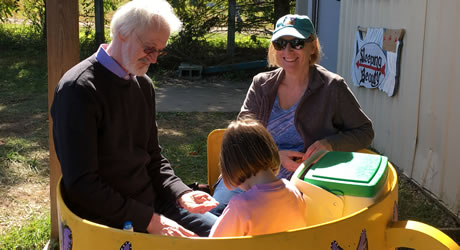 Granparents and children at Clarks Farm